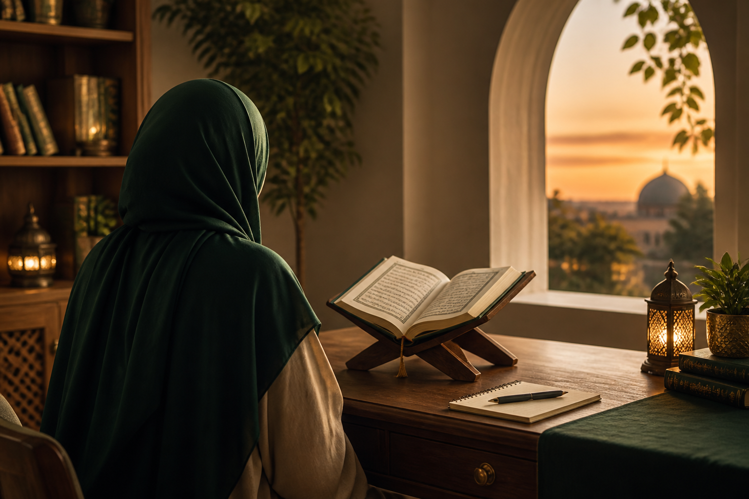 Female learner studying Quran for memorisation